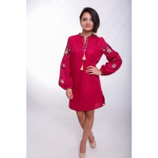 Embroidered Mini Dress "Bohemian Roses" Mauve